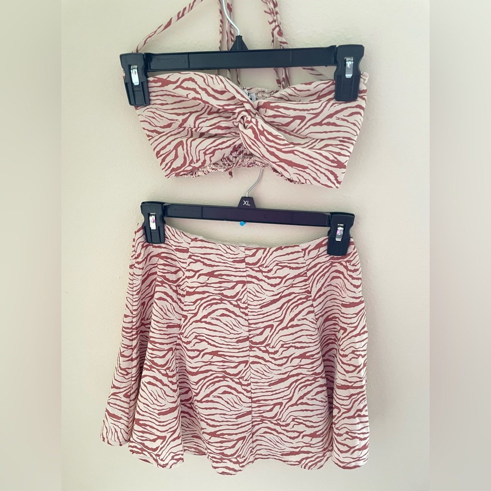 Two Piece Zebra-print Skirt and Bandeau set.
